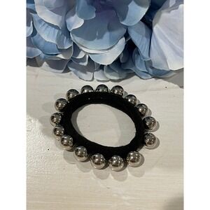 Beaded Ponytail Holder Silver Ball Hair Tie Elastic Band‎ Accessory
